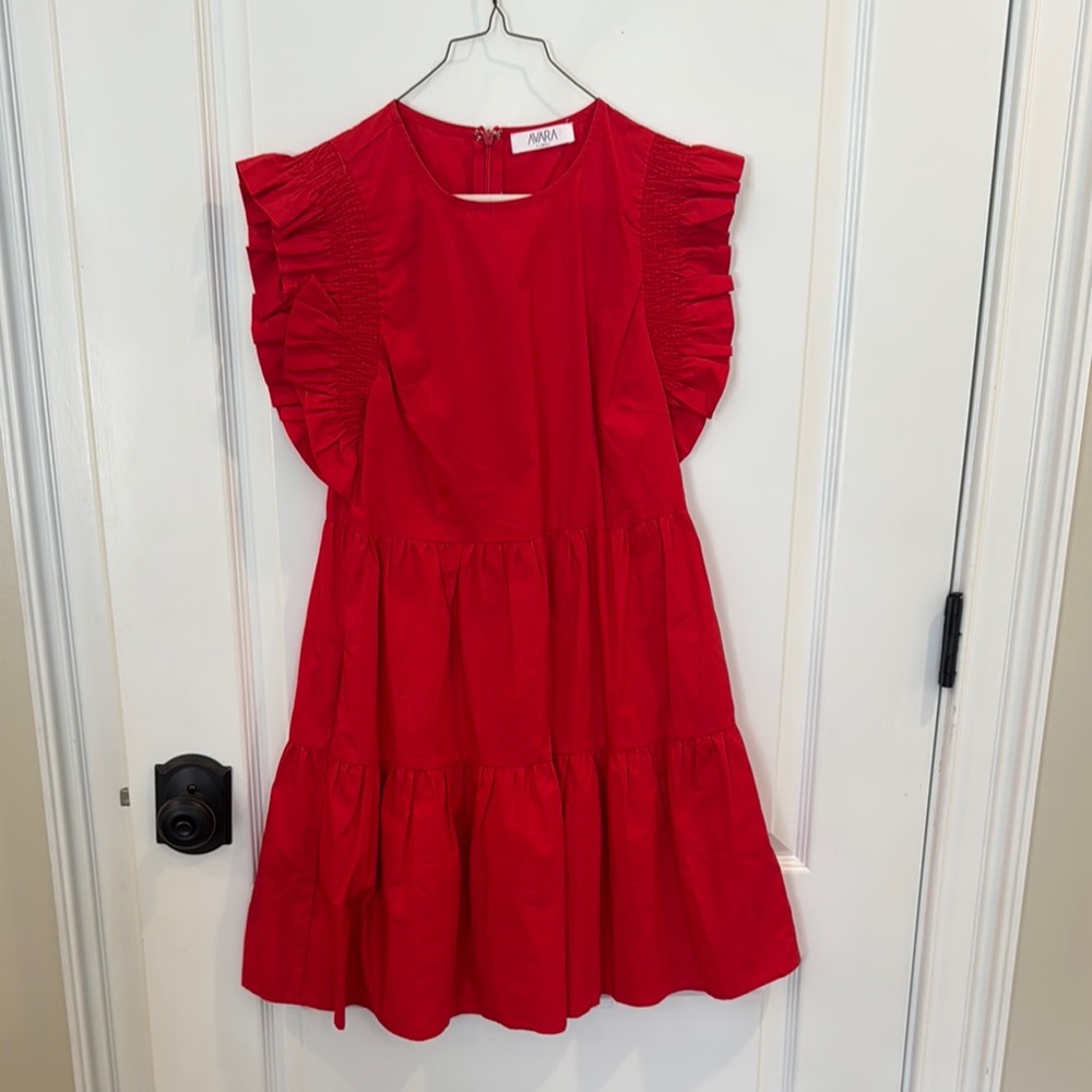 Red Ruffle Sleeve Women’s Dress